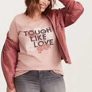 NWT! TORRID "TOUGH LIKE LOVE" TEE. Blush pink